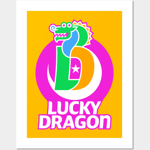 Lucky Dragon on Pink Wall Art by Ekliptik